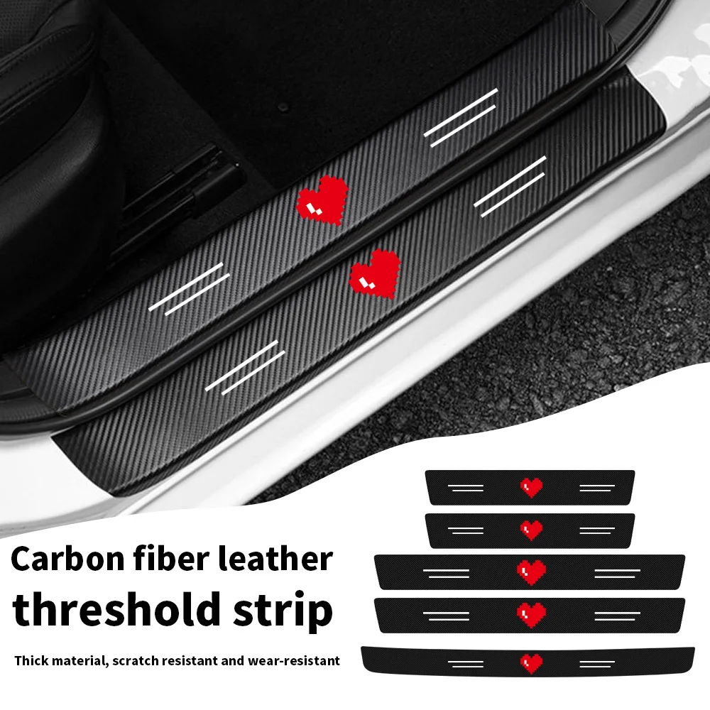 Red Heart-Shaped Car Door Sill Strip Creative Modification Cute Girl Car Door Step Protection Strip Anti-Scratch Sticker
