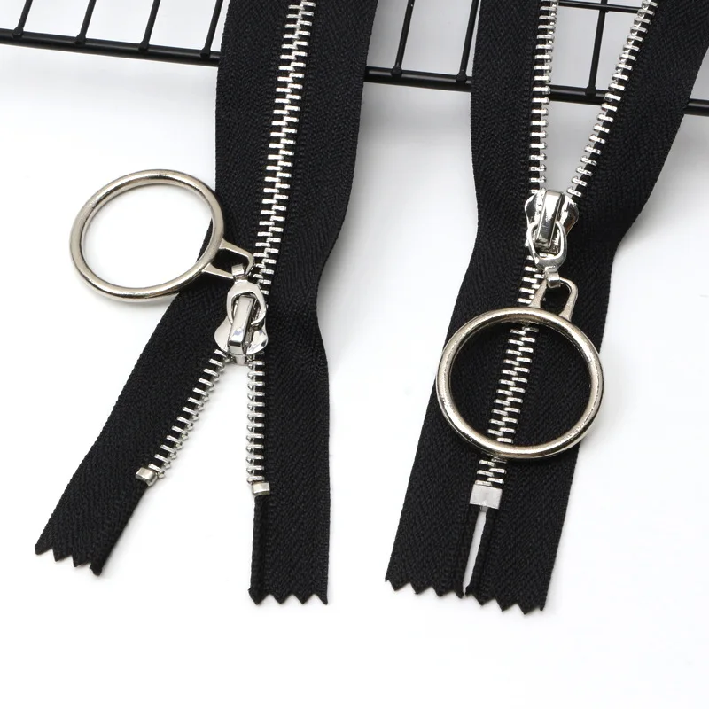 2Pcs 50-80cm 5# Metal Auto Lock Zips Open/Close-end Zippers for Sewing Jacket Garments DIY Clothing Sewing Zipper Accessories