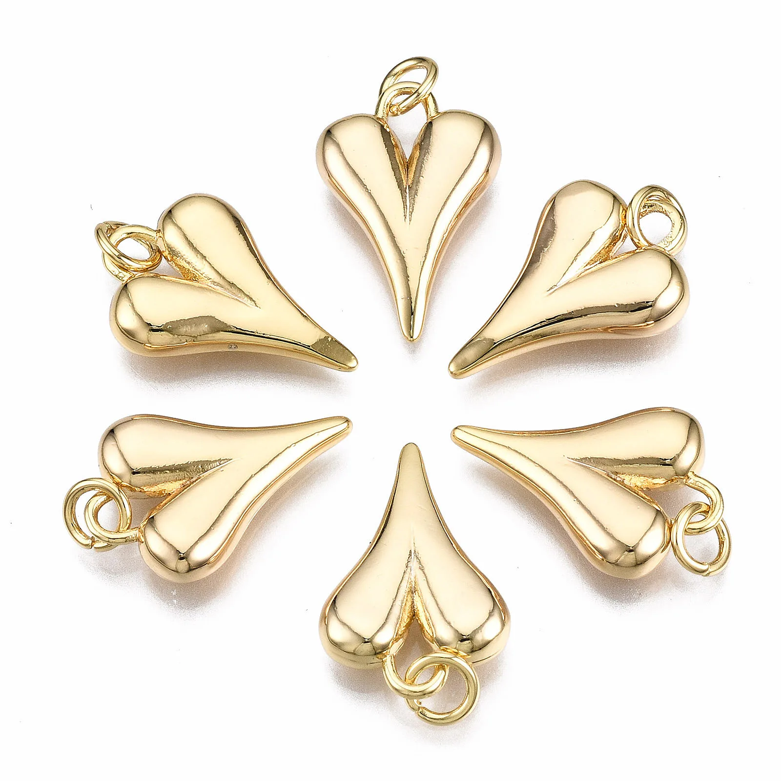 

30pcs Brass Heart Pendants with Jump Rings 18K Gold Plated for Jewelry Making Bracelet Necklace Earrings Supplies 19.5x13x4mm