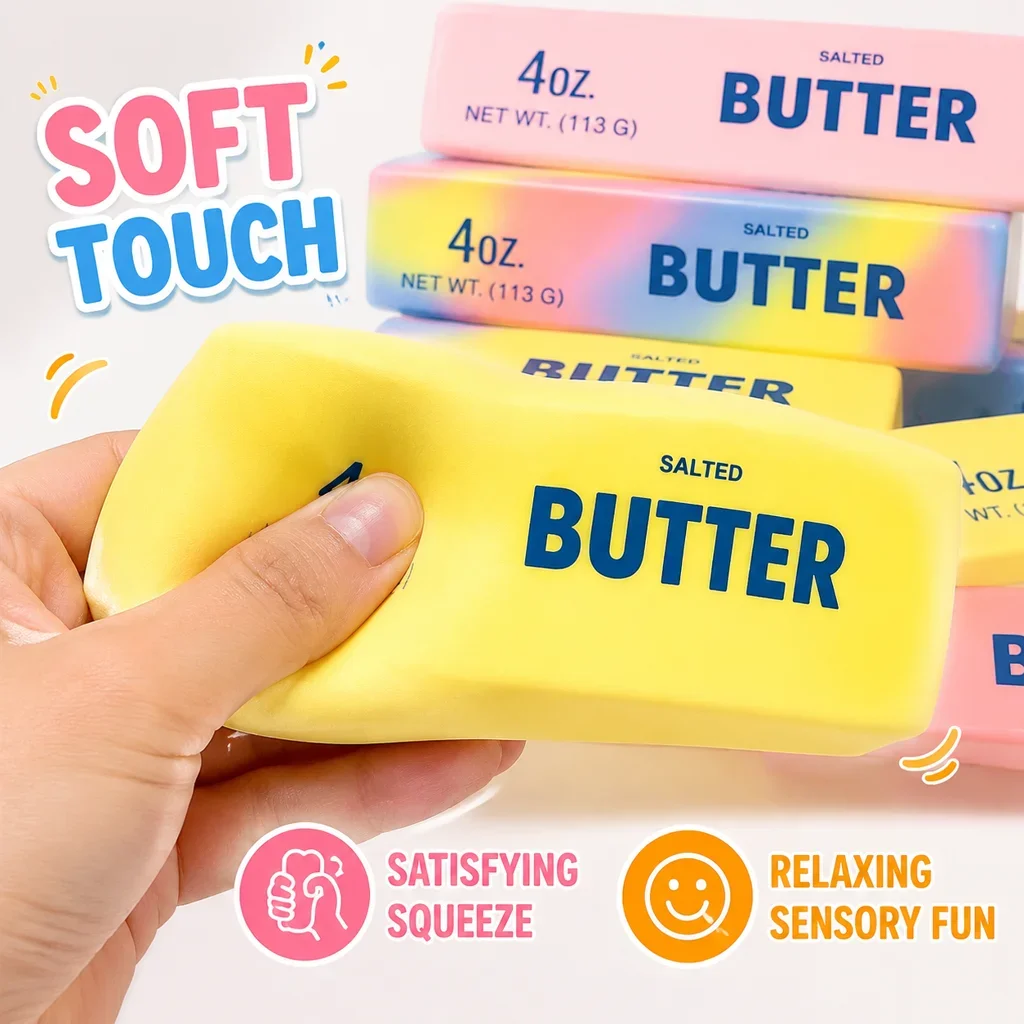 Squishy Butter Stick Fidget Toy Slow Rebound Stress Ball Sticky Butter Stick Squeeze Toy Antistress Sensory Toy for Adults