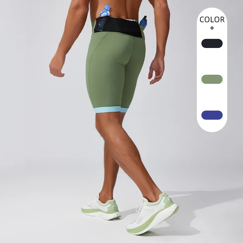 

Летние компрессионные шорты для марафонского бега, быстросохнущие 5-дюймовые колготки с высокой талией, спортивные тренировочные шорты для мужчин с карманом на талии