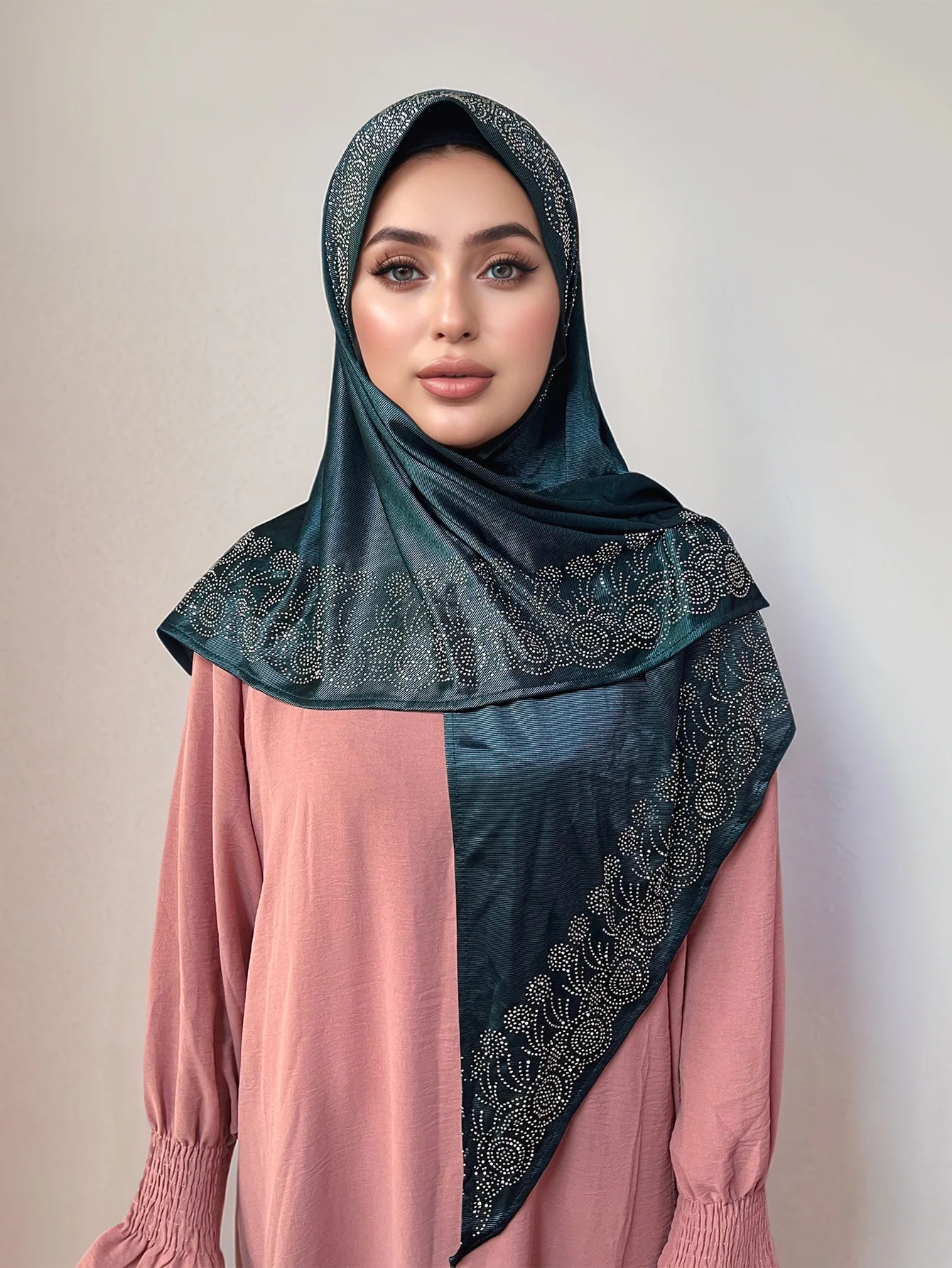 Knitted Elastic Diamond Triangular Long Scarf Ethnic Gauze Scarves Middle East African Headscarf Women Muslim Hijab Shawl Wrap 4