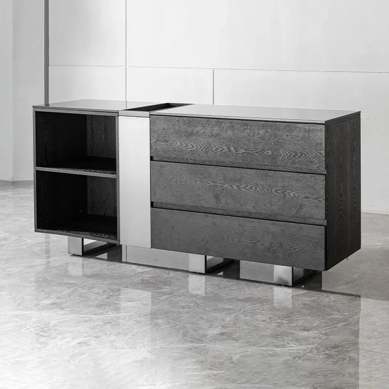 Side cabinet light luxury black retro entrance integrated tea cabinet against the wall modern simple living room storage locker