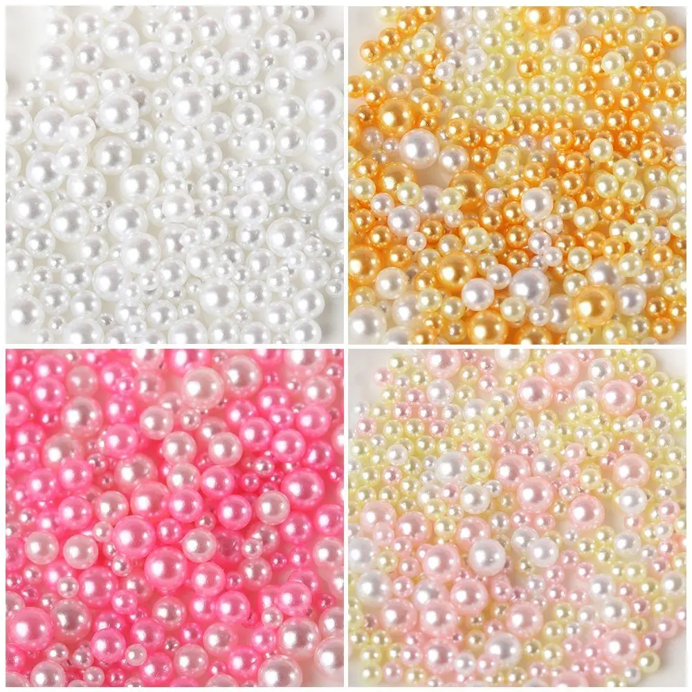 

500pcs/bag Loose Beads Crafts Necklace Filler Handmade DIY Jewelry Making No Hole UV Resin Imitation Pearl Beads
