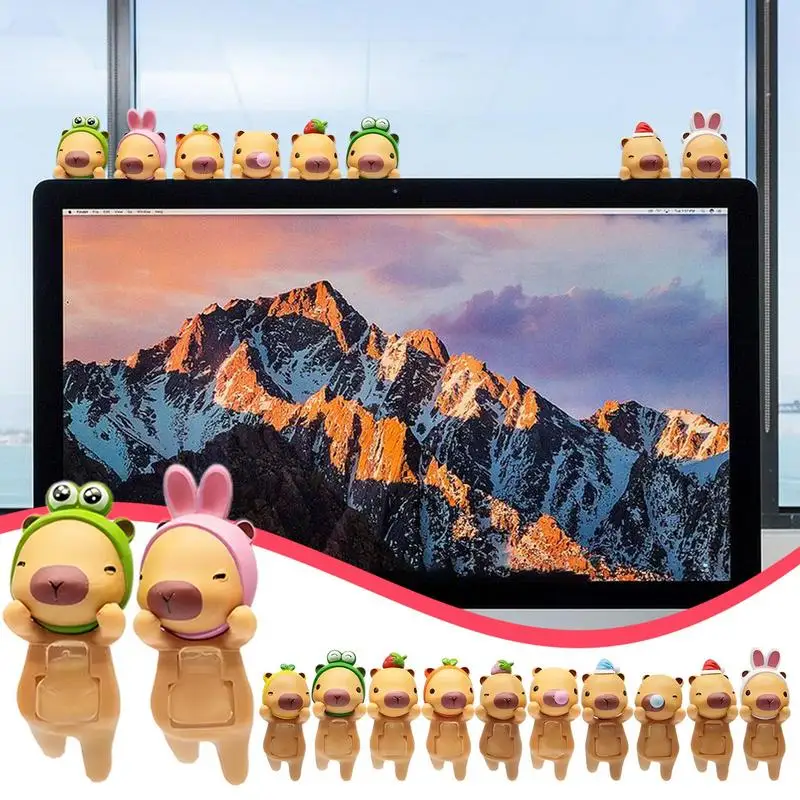 

1/12pcs Capybara Action Figure Animal Figurine Car Navigator Screen Ornaments Mobile Phone Computer Screen Decoration Xmas Gifts