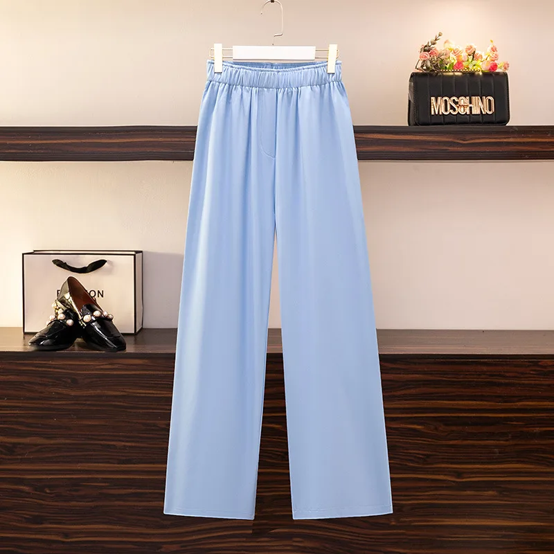 New 2022 Summer Plus Size Wide Leg Pants For Women Large Loose Cotton Black Thin Straight Long Trousers 3XL 4XL 5XL 6XL 7XL