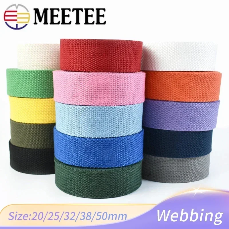 2Meters 20-50MM Cotton Webbing 1.3mm Thick Backpacks Strap Band Clothing Decoration Ribbon Belt Tapes DIY Bag Sewing Accessories