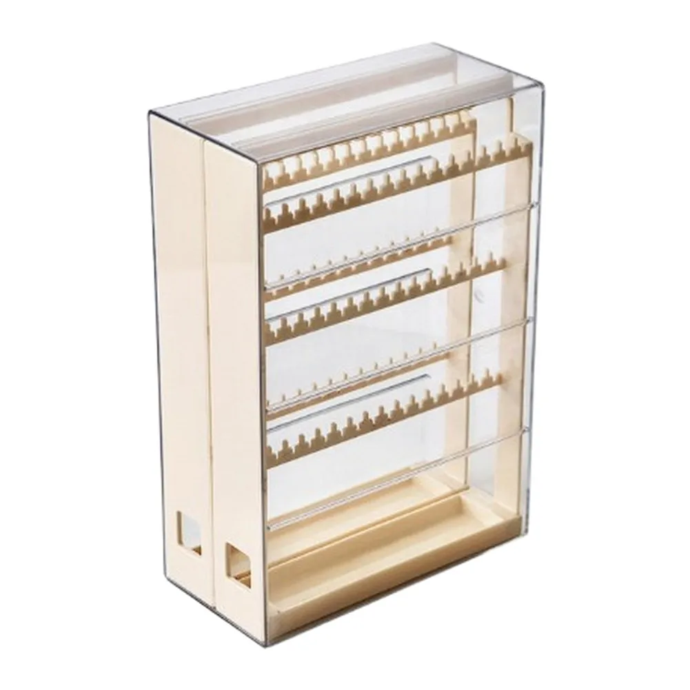 

Desktop Vertical Jewelry Storage Box with Pull Out Drawers Clear Design for Earrings Necklaces Rings and Bracelets