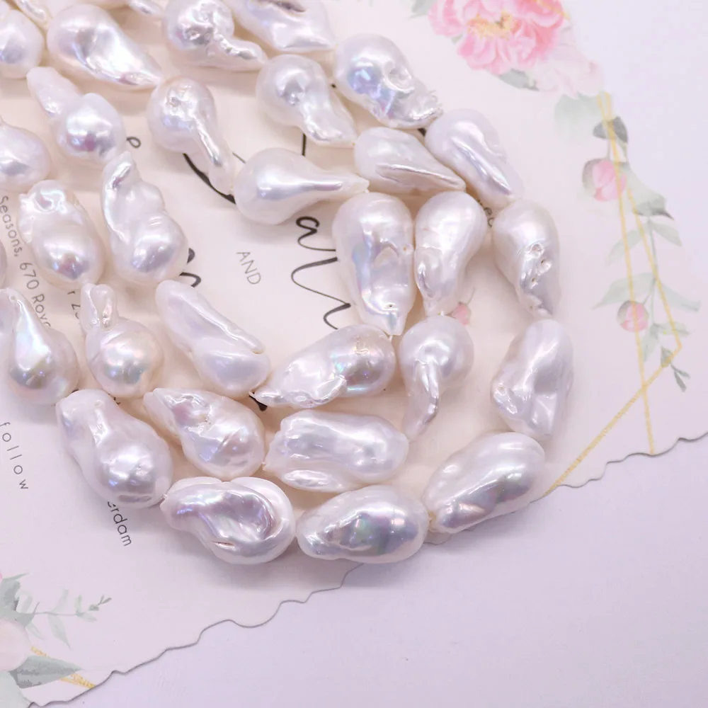 

High Quality Natural Large Baroque Pearl Beads Irregular Freshwater Pearl Straight Hole Loose Bead 1 Strand DIY Necklace Jewelry