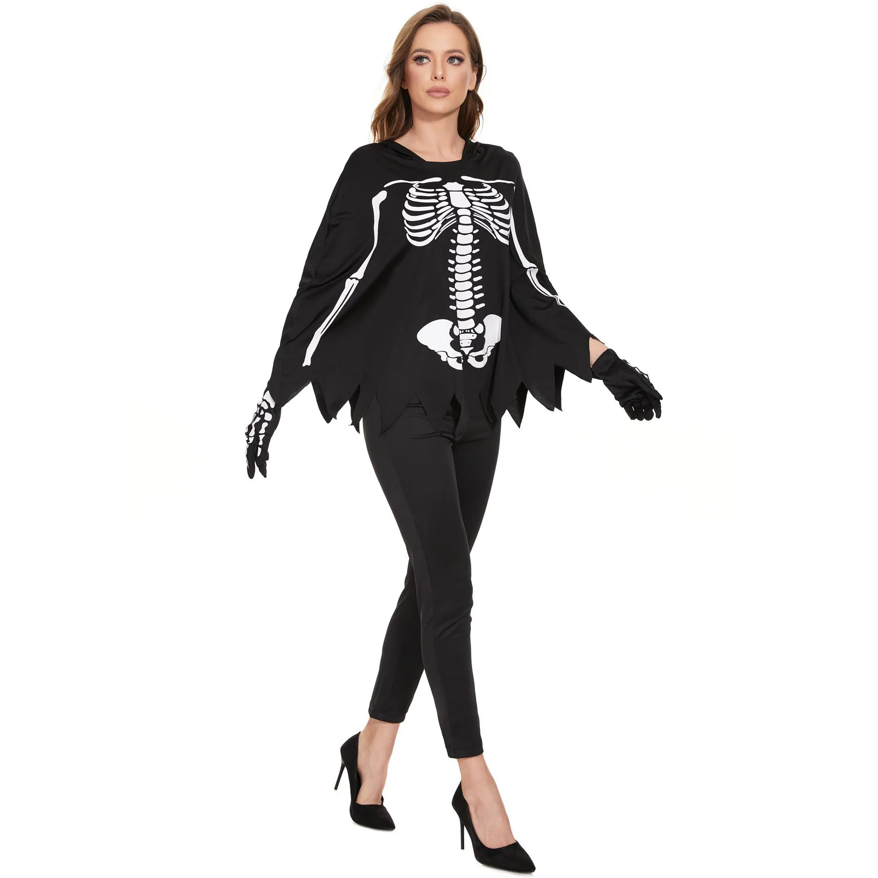 

Adult Couples loween Cosplay Skeleton Costume Terror Death God Robe Set Spooky Skeleton Outfit Stage Performance Wear