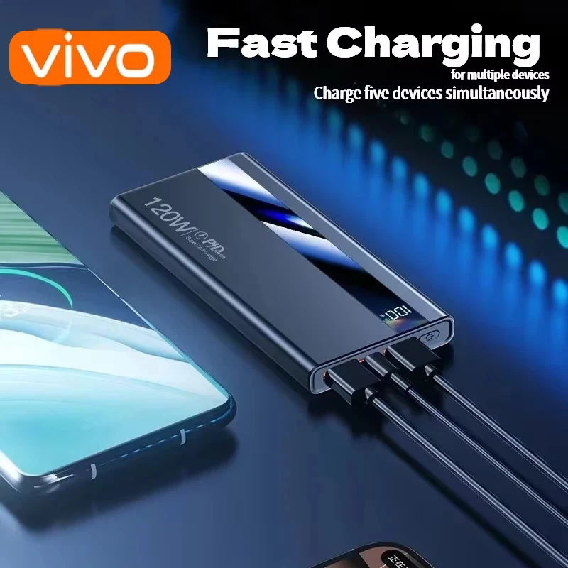 باور بانك 120 وات 50000 مللي أمبير في الساعة، شاشة ديجيتال عالية السعة، شحن سريع، باور بانك، شاحن بطارية محمول من النوع C لهاتف iPhone #5