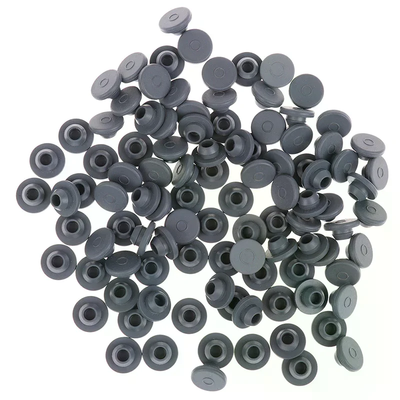 100 rubber stoppers, self sealing injection port for 13mm glass bottle