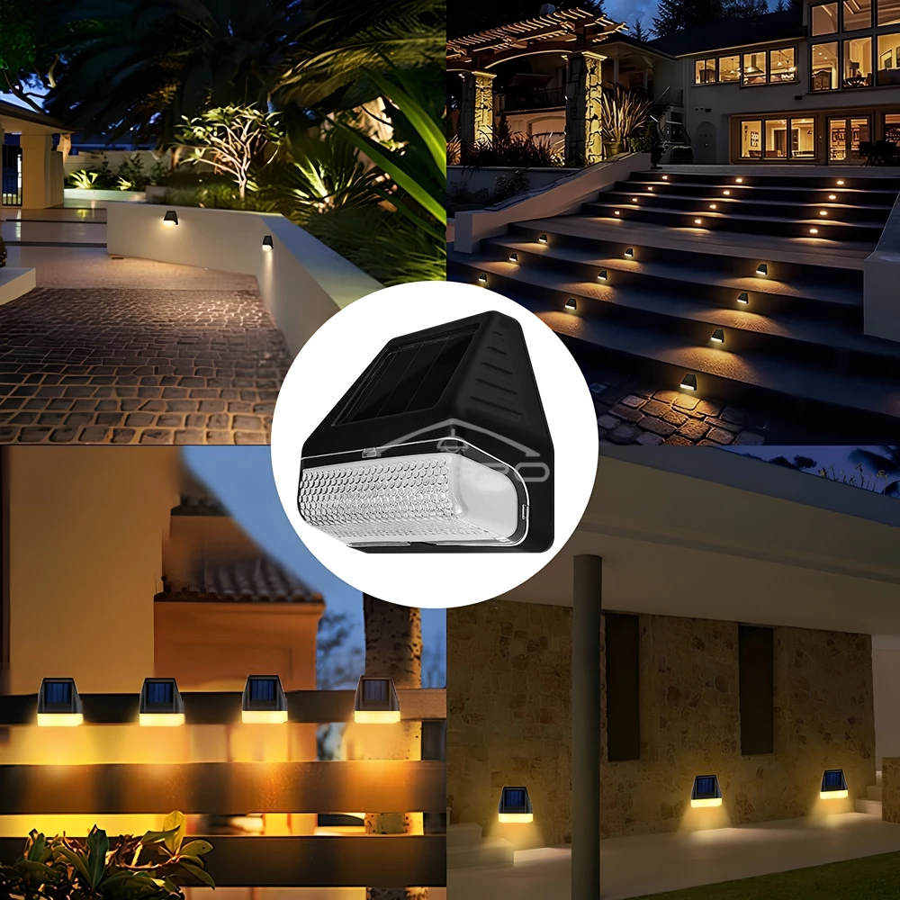 Home LED Solar Wall Lamp Road Light Induction Outdoor IP65 Rainproof Courtyard Garden Decoration Staircase Night Lighting Bright