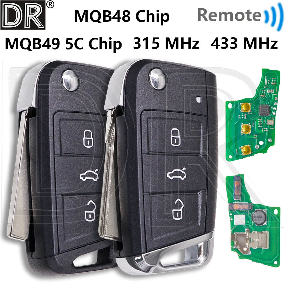 Great MQB48 Chip 315/433MHz Car Key For VW Volkswagen Golf 7 MK7 Tiguan 2 Skoda Octavia‑A7 Seat Leon‑5F Passat‑B8 Touran 2 Polo