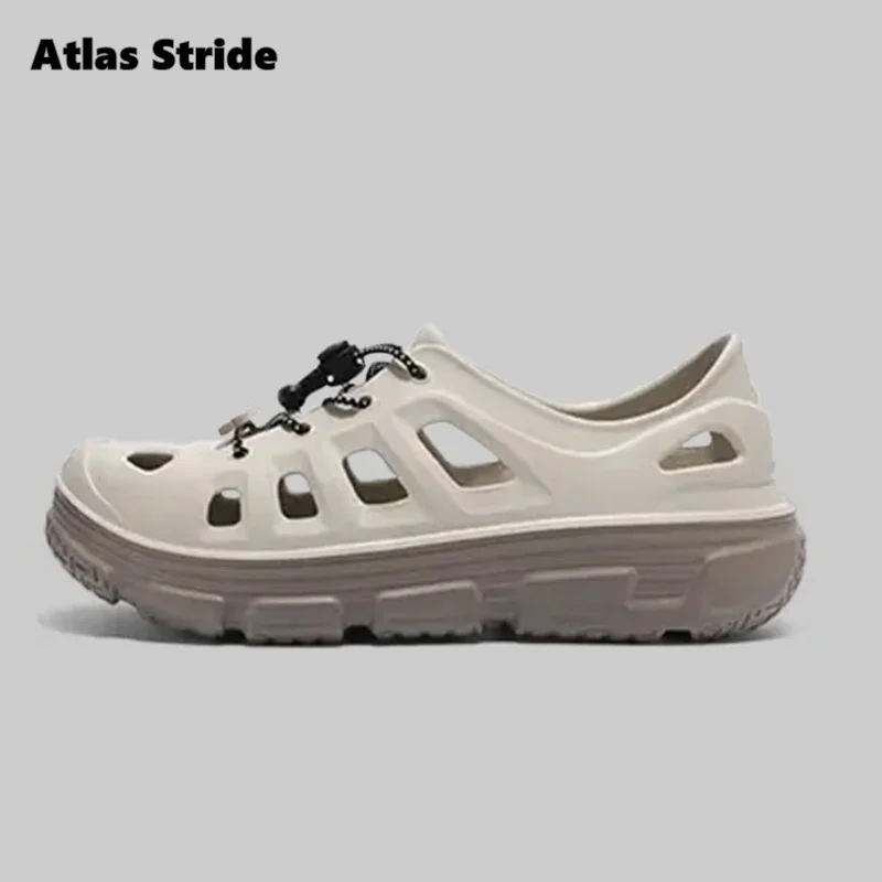 Men's Black Hollow-Out EVA Water Shoes Drawstring Closure Anti-Skid Lightweight Quick-Dry for Beach Outdoor Casual Daily Shoes