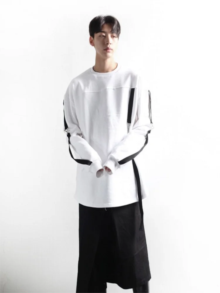 

Men's Long Sleeve T-Shirt Spring And Autumn New Fashion Trend Ribbon Decoration Large Size Long Sleeve T-Shirt
