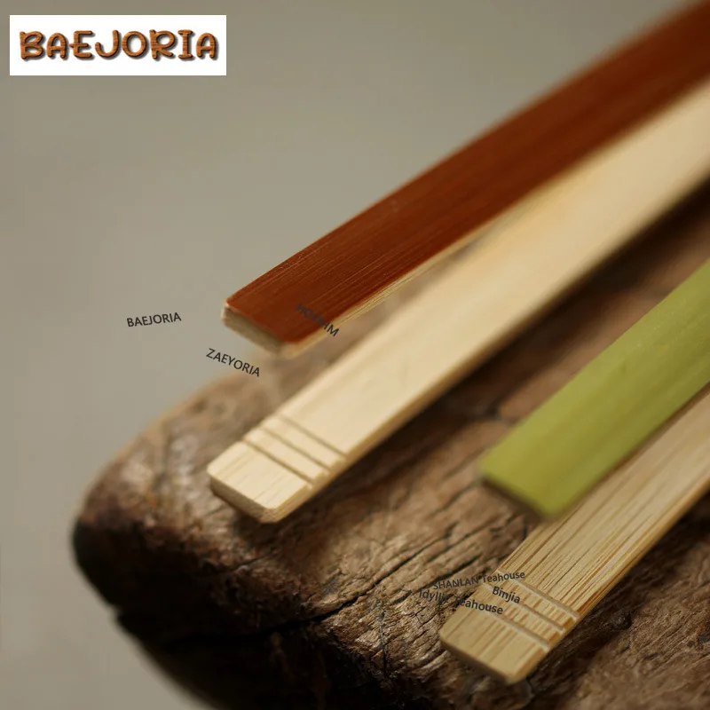 BAEJORIA Green Bamboo Tea Tweezer Boutique Tongs Kitchen Tea Clip Household for Toast Bread Pickles Chinese Tea Teaware Gifts