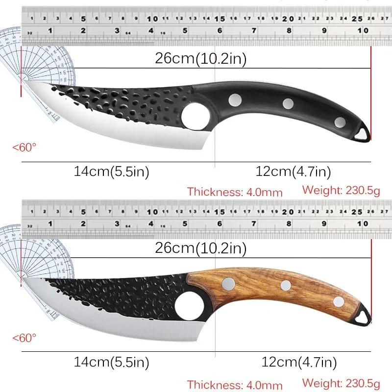 Handmade Forged Kitchen Knives Stainless Steel Full-Tang Butcher Boning Knife Meat Cleaver Household Slicing Knife