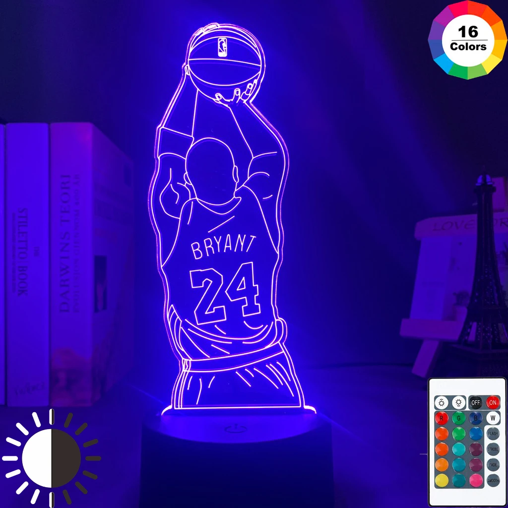 Lampu malam Led Kobe lompat gambar kembali dekorasi kamar tidur lampu malam meja 3d lampu Dropshipping Kobe Bryant hadiah peringatan