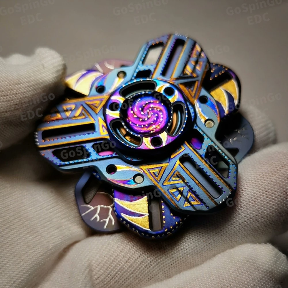 KTS EDC Titanium Alloy Triple Fidget Spinner Hand Carving Three-Bladed Fidget Spinner Anxiety Relief Gadgets