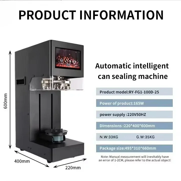 Macchina Sigillatrice per Lattine in PET con Pannello Touch, Novità Completamente Automatica con Sollevamento per Tè a Bolle, Caffè, Succhi e Lattine in Alluminio