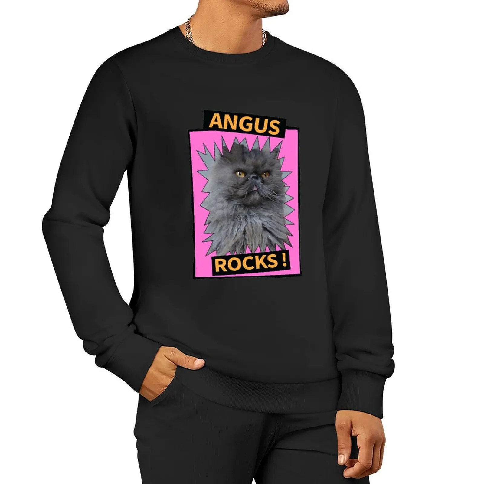 Angus Rocks Essential Pullover Hoodie male clothes korean autumn clothes men wear graphic sweatshirts