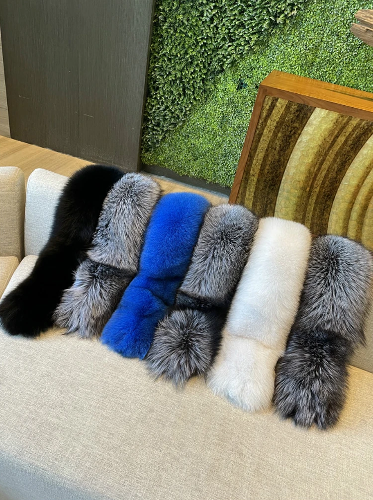 Genuine 100% Natural Real Silver Fox Fur Scarf Long Shawl Winter Neck Keep Warm Collar Women Coat Decorate Whole Fox Big Scarves