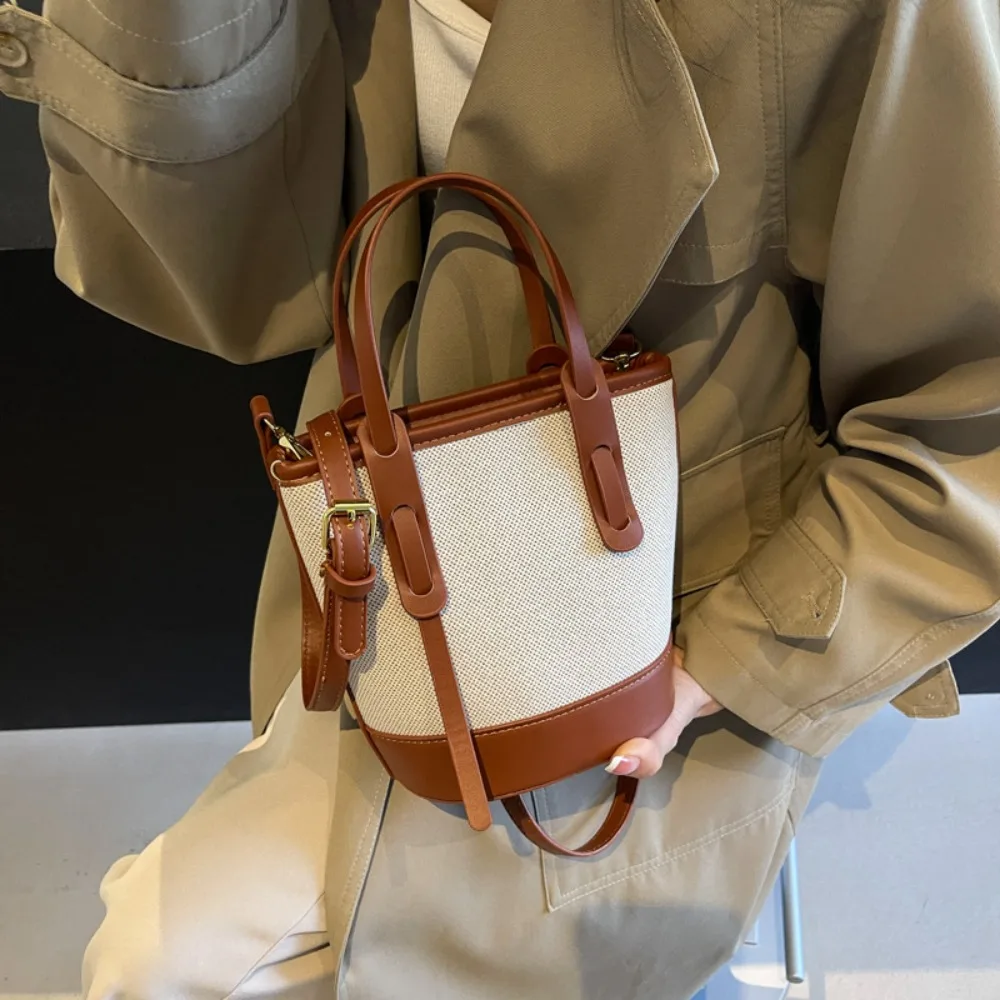 

2025 popular contrasting color bucket bag for women, versatile single shoulder crossbody bag, high-end style bag