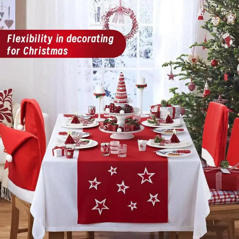 Fundas para sillas con diseño de gorro de Papá Noel, con ribete blanco suave y adorable pompón, para decoración del hogar, cena navideña, 1/4/6/8/12 Uds.