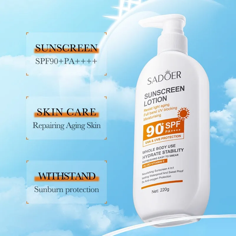 Facial Body Sunscreen Whitening Sun Cream Sunblock Skin Protective Cream Anti Sun Facial Protection Cream SPF 90 220ml