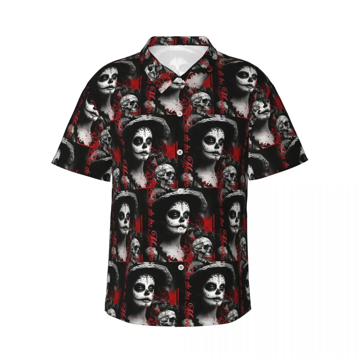 

Alexander Gothic Las Elegantes Girls Day Of Dead Skull Men's Shirts Hawaiian Short Sleeve Shirt Funny Lapel Tops Summer Beach