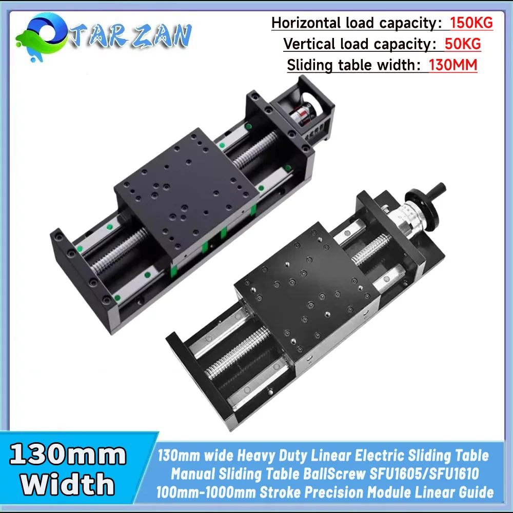 130MM Wide Heavy Steel Plate Sliding Table Module Ballscrew SFU1605/1610 Stroke 100~1000mm 4*HGH15CA Linear Actuator XY Axis CNC