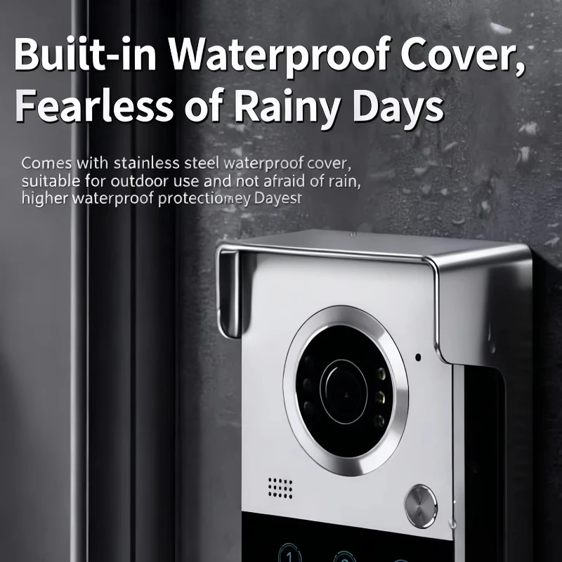 Phone Video Doorbell Home Intercom 1080P Touch Screen App Intelligent Night Vision ABS Material Wired Electric
