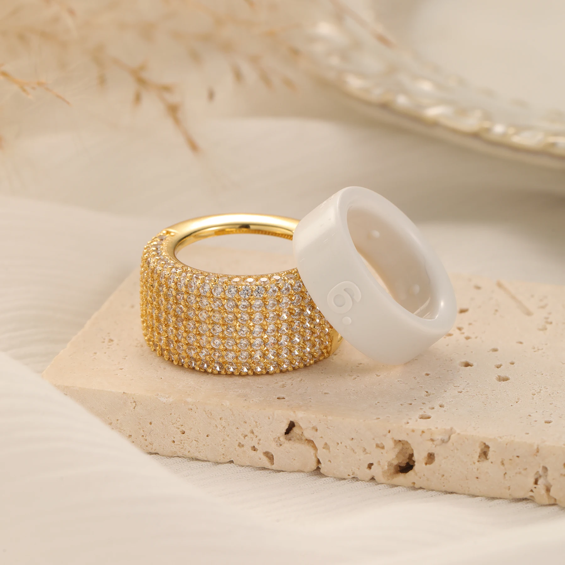 Moissanite Ring Custom Made Hot 18K Gold Plated Pave Smart Ring Cover Compatible with Oura Ring Gen 5/4 Luxury jewelry for Her