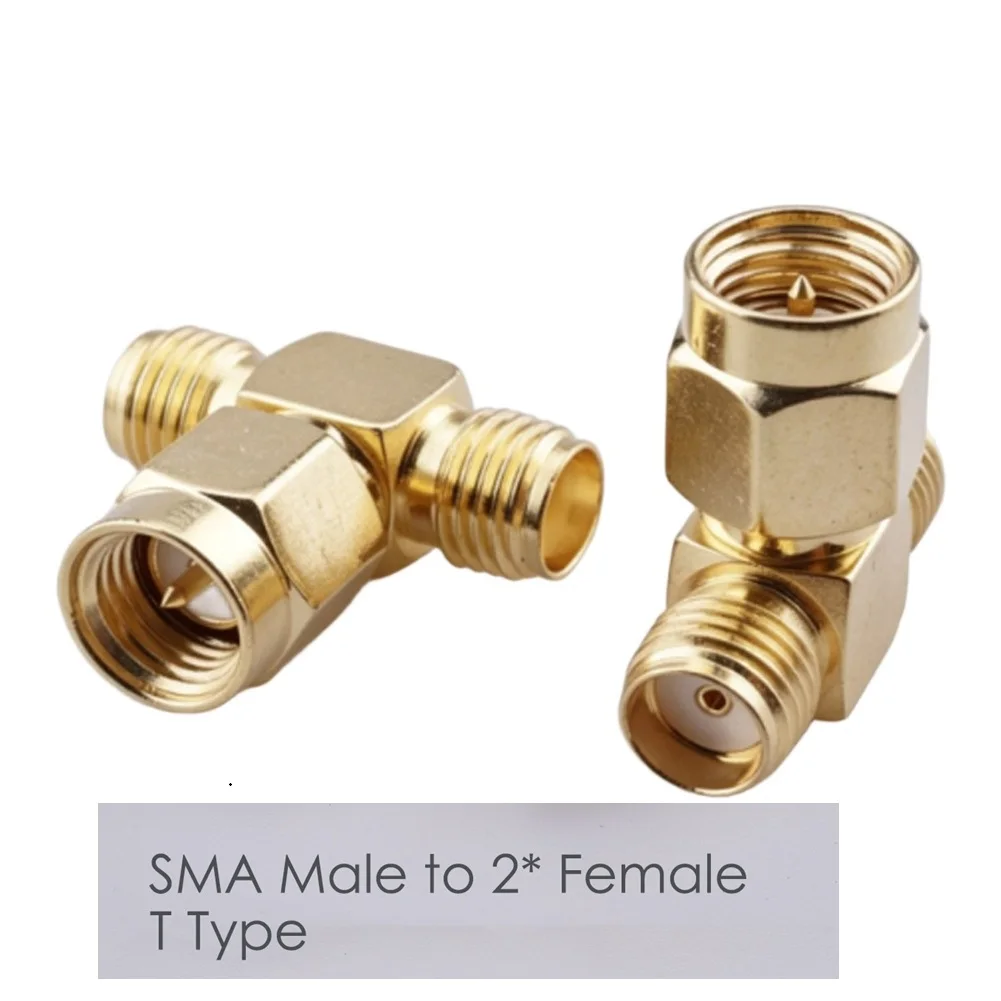 For SMA For Coaxial Tee Adapter for RF Equipment Interconnection Gold Plated Metal T Junction 50 Ohms for Broadband Use