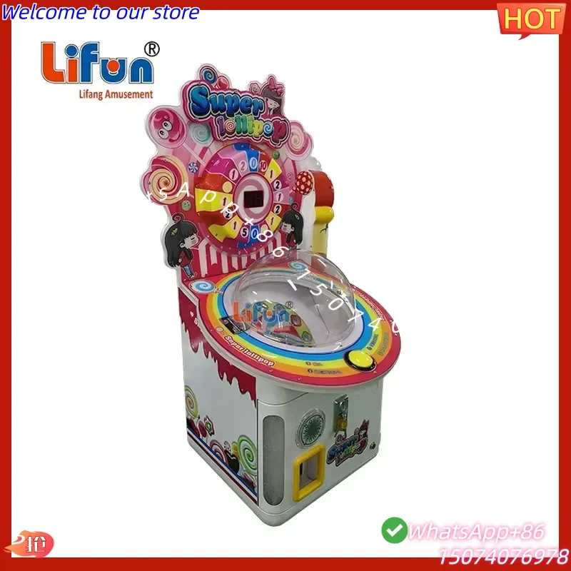 2026 Lifun Factory Super Lollipop Candy Vending Game Machine Coin Operated Kids Prize Gift Redemption for Children's