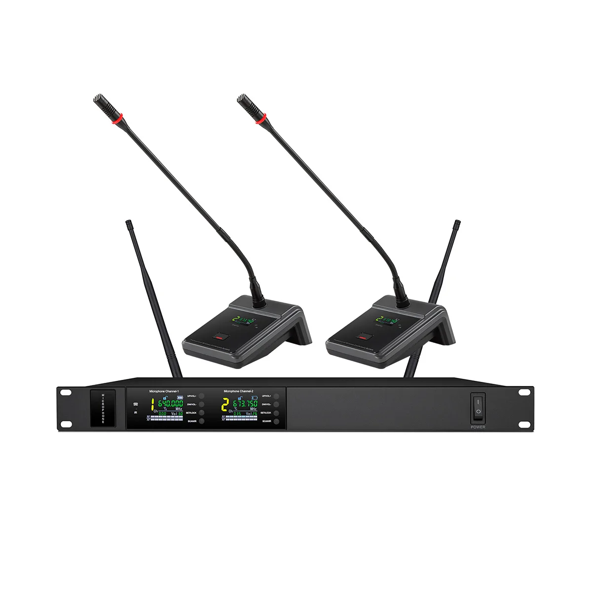 T-DM102 Series UHF 2 Channels Wireless Microphone Conference Microphone System
