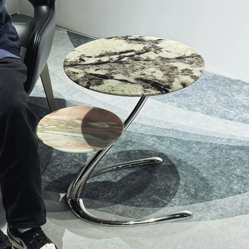 # Round Side Laptop End Coffee Table Stainless Steel Curved Tube Home Furniture Living Room