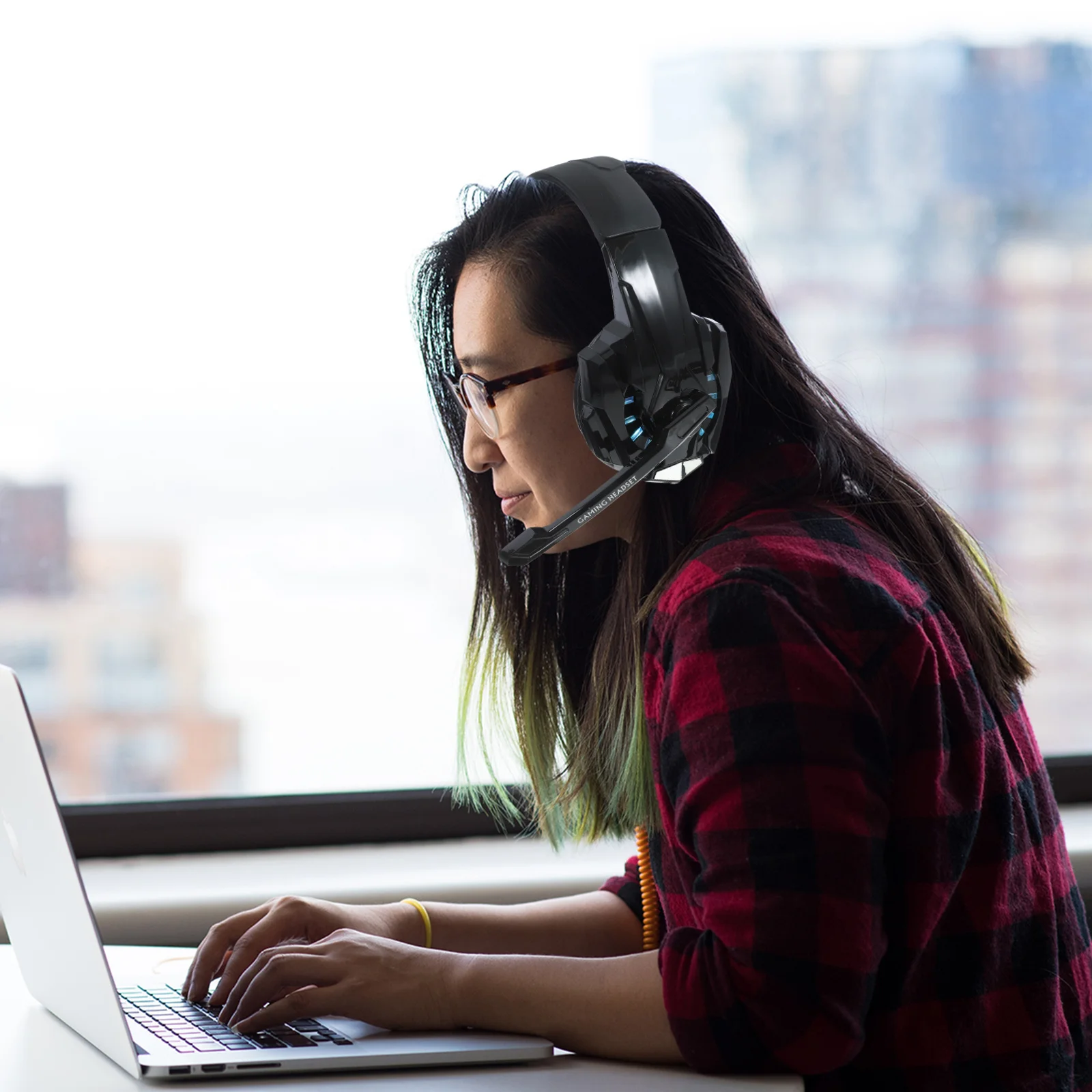 

1Pcs I3000 Head-Mounted Computer Gaming Headset Luminous Ear Cups Stylish Practical Gift Choice for Headset