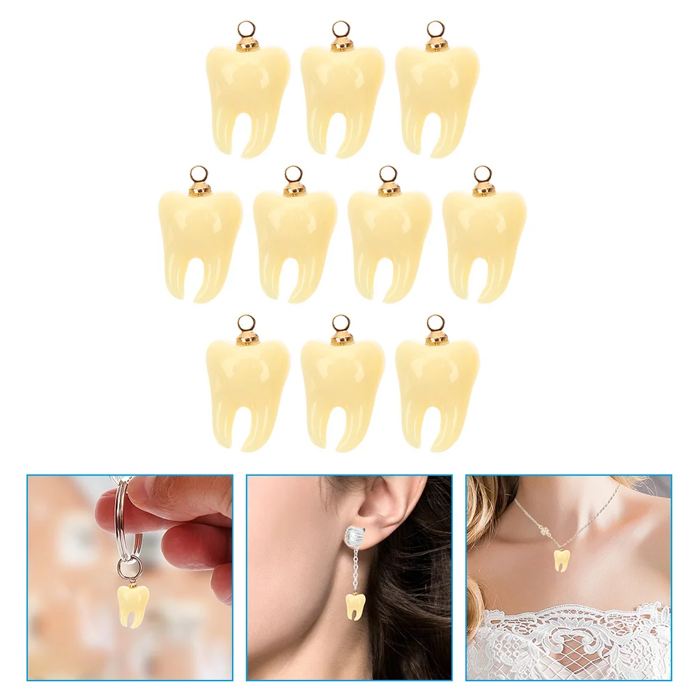 

10pcs Teeth Pendant Charms Jewelry Making Supplies Diy Small Charms For Necklace Bracelet Keychain Craft Alloy Tooth Decor