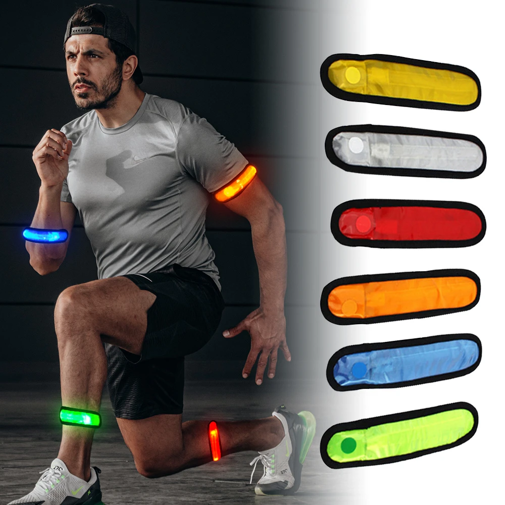 LED Luminous Night Running Armband Bike Light Safety Warning Outdoor Sports Reflective Belt Strap Snap Flash Arm Band Bracelet