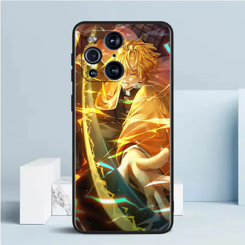 Demon Slayer Black Phone Case For OPPO Find X2 X3 X5 Reno 5 6 7 8 10 11 Lite Neo Pro Plus 4G 5G Funda Soft Cover Shell Capa