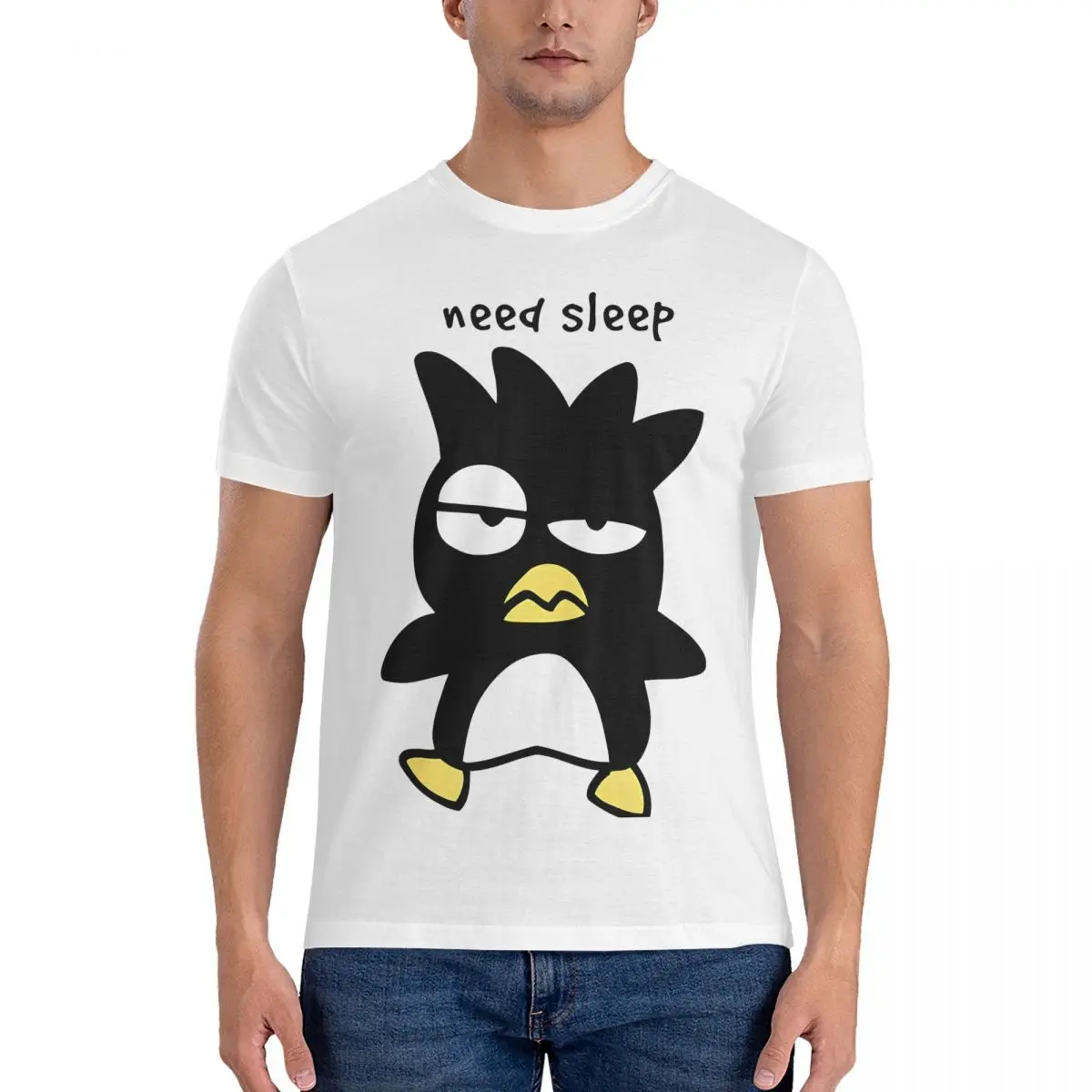 Novelty Sanrio Cartoon Character T-Shirt Men O Neck Pure Cotton T Shirt Badtz-Maru Short Sleeve Tee Shirt Unique Clothing