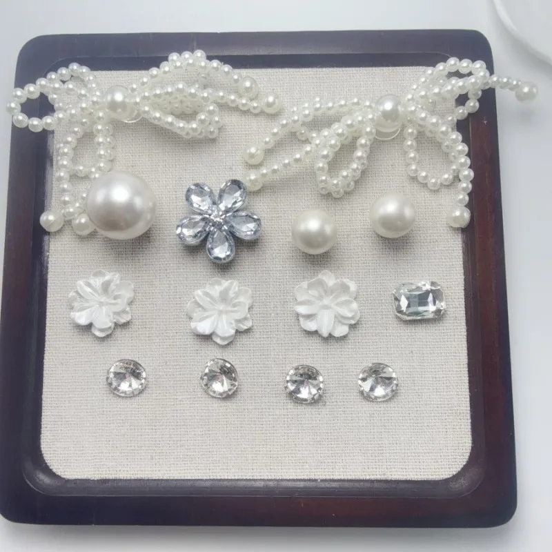 DIY Plastic Pearl Bow Flower Shoe Charms Mixed Color Decoration Accessories for Clog Sandals, Shoe Buckles Pins Women Girls Gift