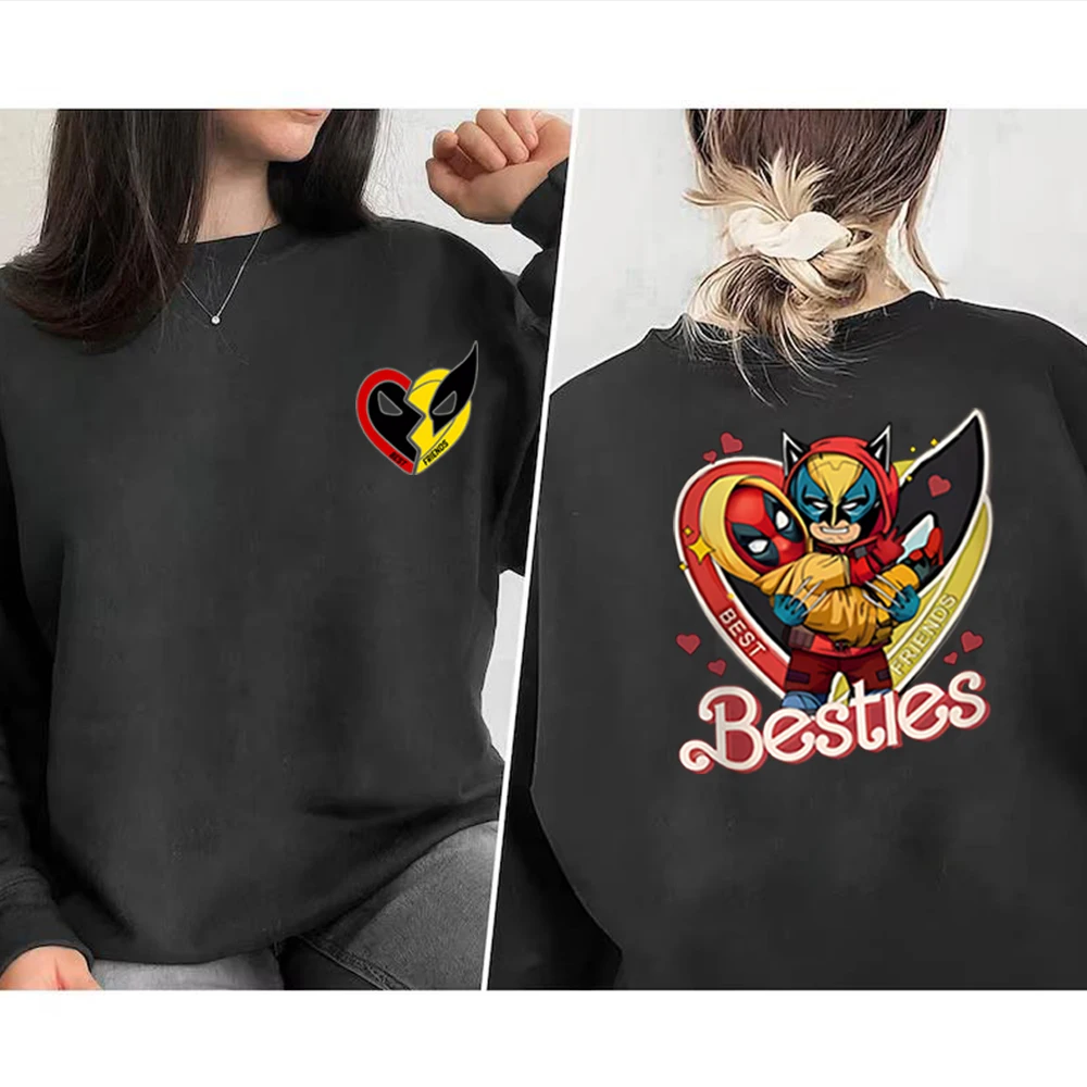 Funny Dead Pool and Wolverine Besties Sweatshirt Logan and Wade Shirt 90s Y2k Superhero Hoodie Trendy MCU Crewneck Sweatshirts