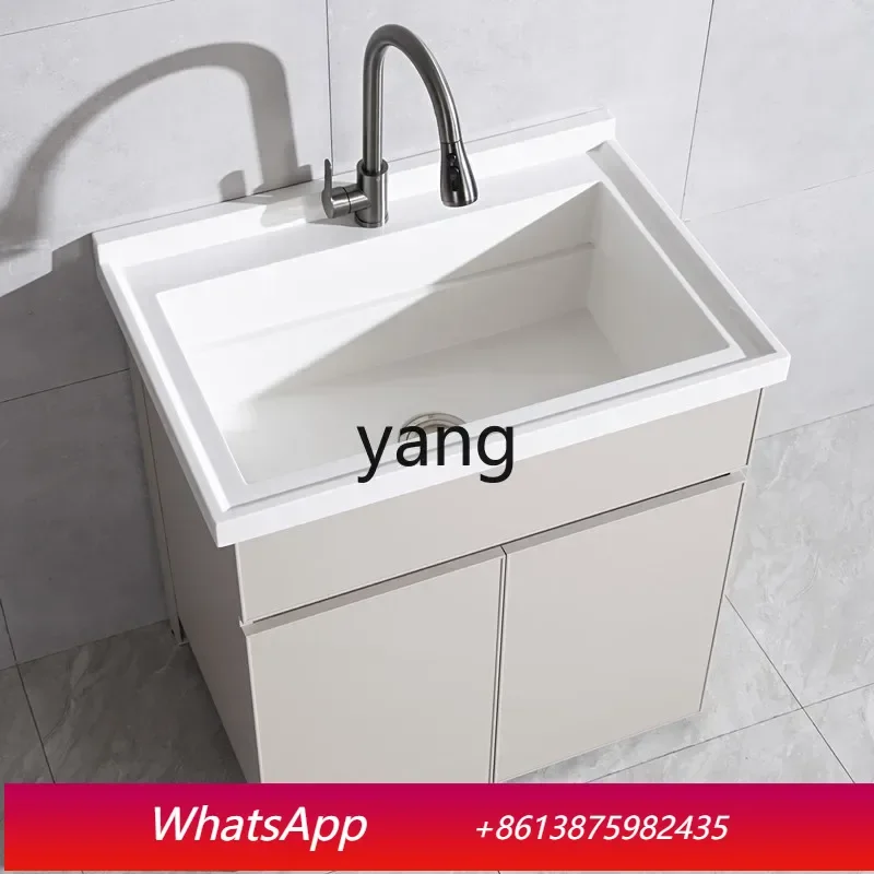LMM Balcony Aluminum Alloy Laundry Cabinet Laundry Basin Large Pool Large Deep Basin Laundry Sink
