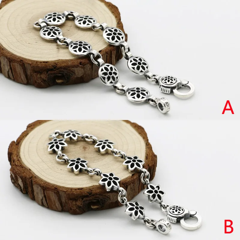 

925 sterling silver handmade minimalist and versatile trendsetter cherry blossom small bracelet for women, anti allergy Japanese