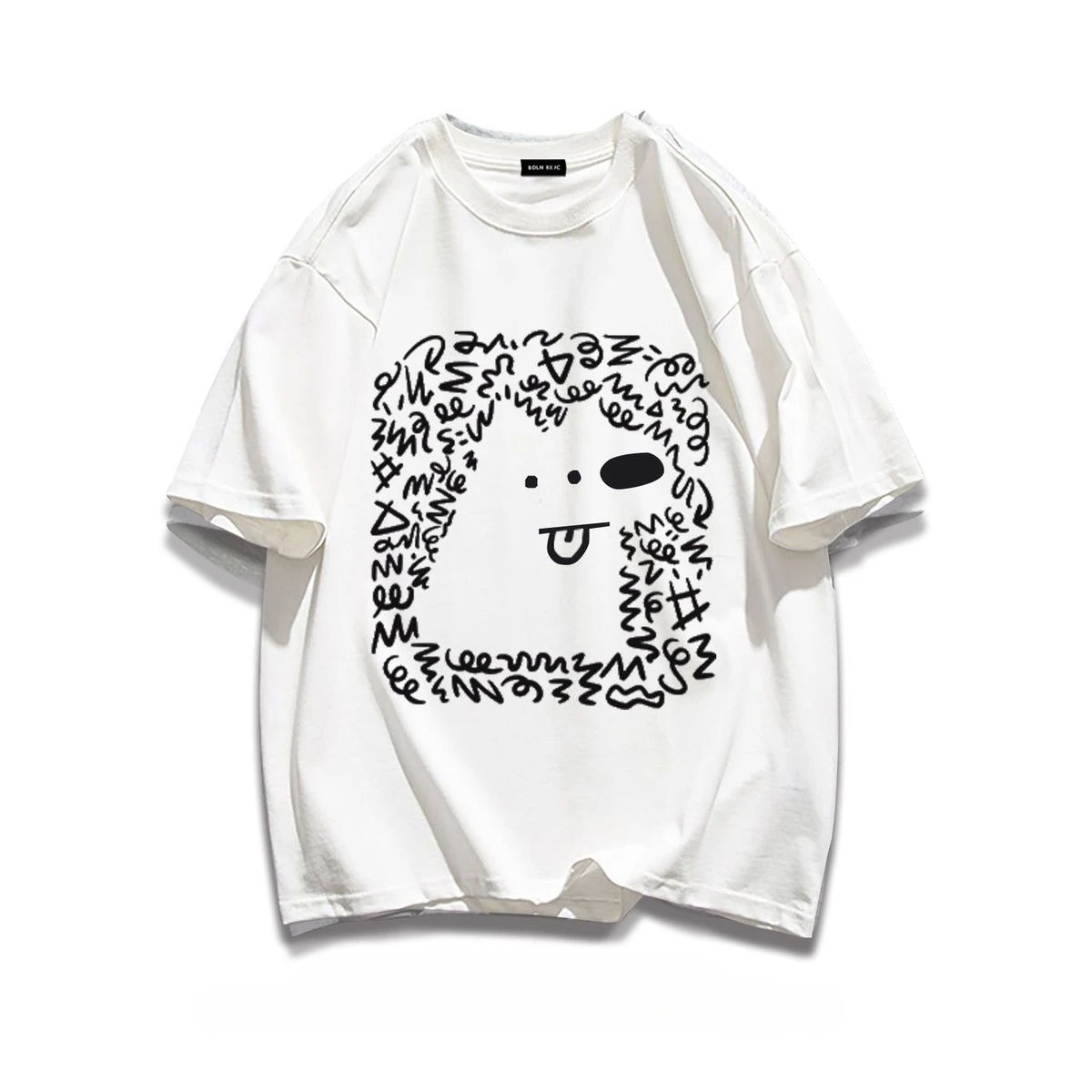 

Street American Y2k Pure Cotton Design Sense Dog Printed Short-sleeved T-shirt Men and Women Ins Loose Summer Half-sleeved Top