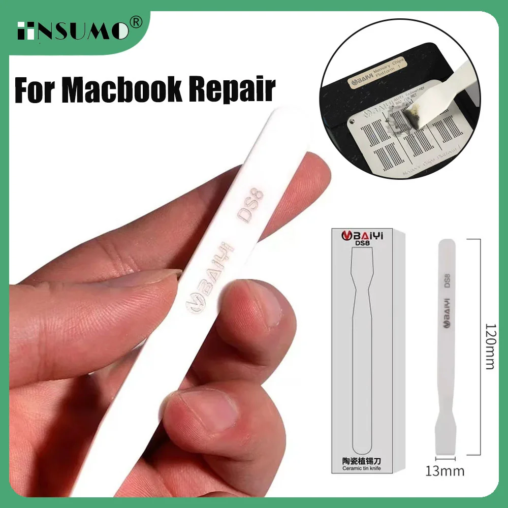 BAIYI DS8 Soldering Paste Scrape Blade Ceramic Tin Scraper ESD Strong Anti-slip Static R-angle Scraper for Macbook Repair