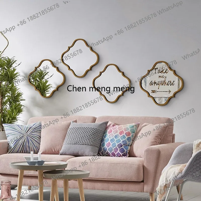 RR Nostalgic retro hanging mirror entrance art background wall decoration Simple and versatile decorative mirror by the dining s